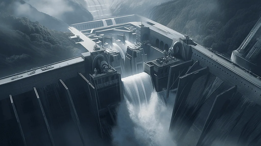 AI-generated colossal dam
