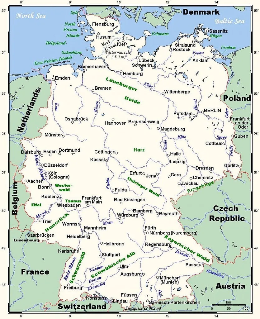 map rivers germany