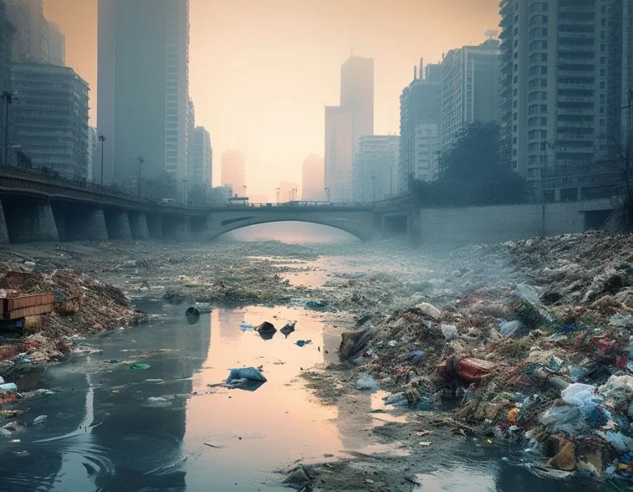 Urban river pollution